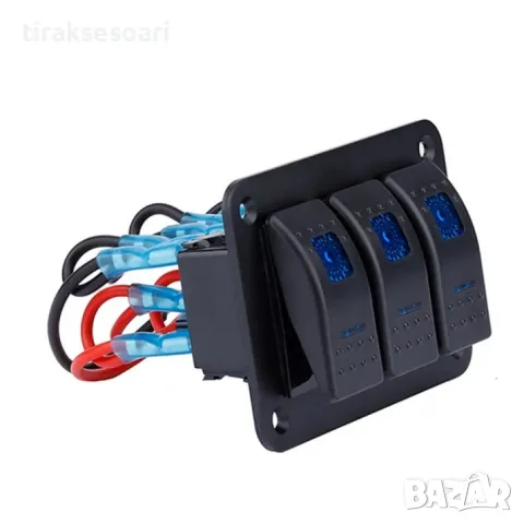 Панел за вграждане с 3 бутона ON OFF 12-24V за лед бар фарове лебедка , снимка 3 - Аксесоари и консумативи - 49959894