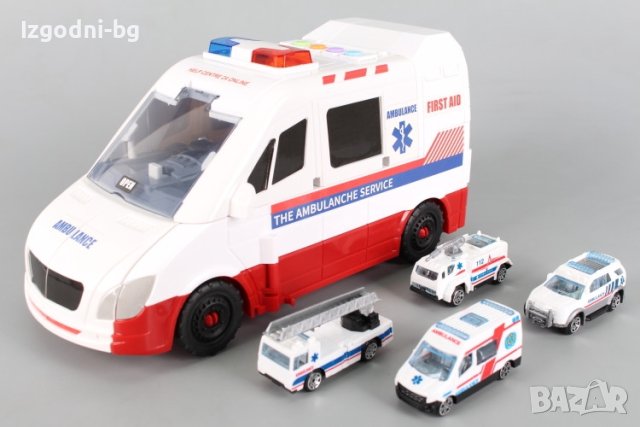 Линейка трансформираща се в паркинг със спасителни машини, снимка 4 - Играчки за стая - 42066058