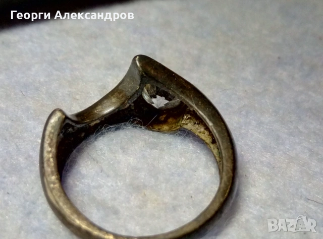 Старинен СКЪПОЦЕНЕН СРЕБЪРЕН ПРЪСТЕН Оксидирано СРЕБРО 800 с Ювелирно Фасетиран БЛЕСТЯЩ КАМЪК, снимка 4 - Антикварни и старинни предмети - 54307112