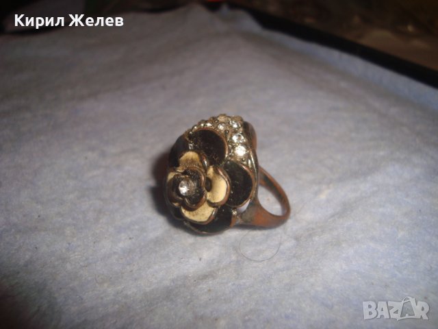 АЖУРЕН МЕСИНГОВ ФЛОРАЛЕН АРТ ПРЪСТЕН с МНОГО ФАСЕТИРАНИ КРИСТАЛИ 16658, снимка 4 - Пръстени - 37512662