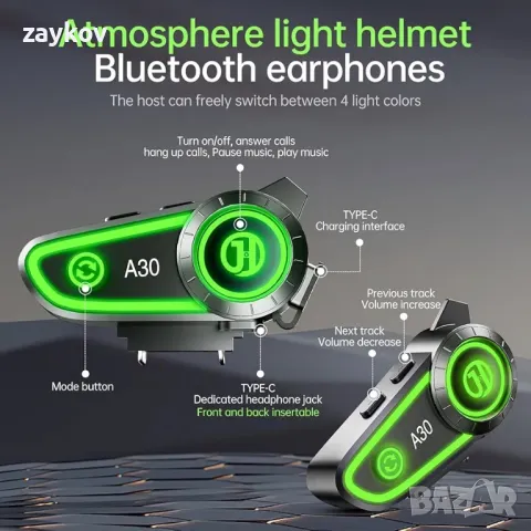 YYTFY Високоговорител за мотоциклетна каска Bluetooth слушалка Bluetooth слушалка, снимка 6 - Bluetooth слушалки - 47284267