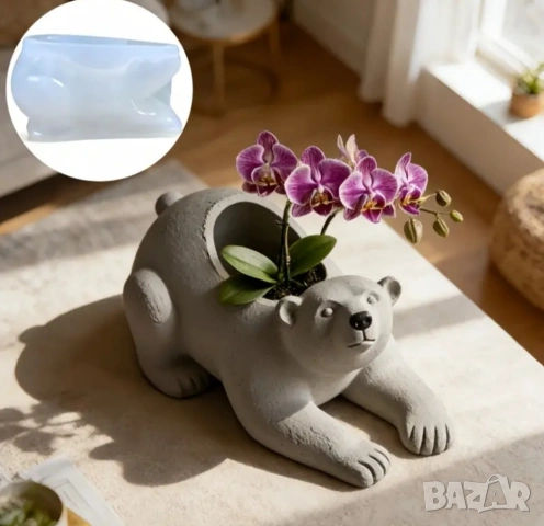 Молд кашпа бяла мечка , снимка 12 - Форми - 51291135