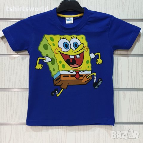 Нова детска синя тениска с дигитален печат Спондж боб, SpongeBob, снимка 13 - Детски тениски и потници - 31691067