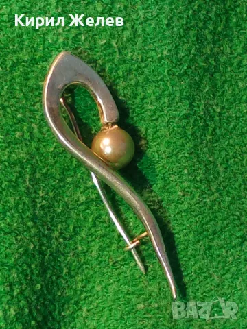 СТАРА АР НУВО СРЕБЪРНА БРОШКА СРЕБРО ВИСОКА ПРОБА с ЕСТЕСТВЕНА СИВА ПЕРЛА МАЙСТОРСКА ИЗРАБОТКА 22312, снимка 11 - Антикварни и старинни предмети - 49959687