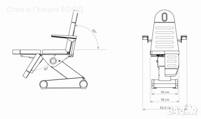 Стол за педикюр SWOP - S503 B-LIGHT (3 мотора) 192 х 56/82,5 х 60/110 см- бял/тъмно сив с LED светли, снимка 9 - Педикюр и маникюр - 36529083