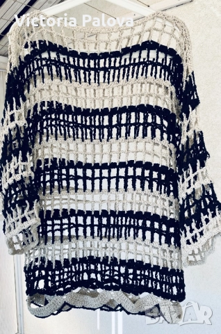 Ефектна бутикова блуза  CROCHET , снимка 12 - Блузи с дълъг ръкав и пуловери - 52533586
