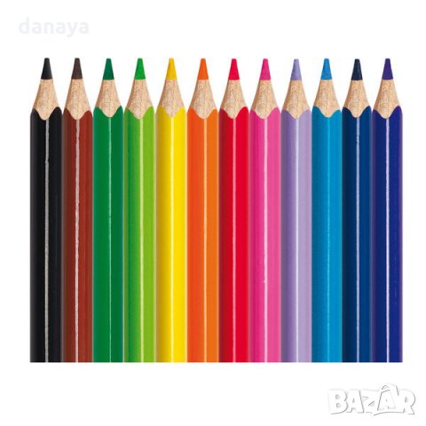 1595 Цветни моливи за рисуване 12 цвята къси, снимка 2 - Ученически пособия, канцеларски материали - 29505197
