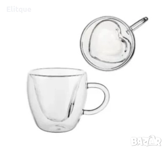 Двустенна стъклена термо чаша във формата на сърце, снимка 7 - Чаши - 52862857