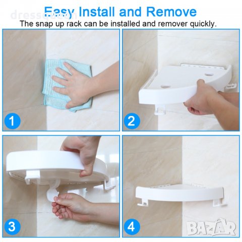 2499 Етажерка за баня с вакуум Ъглова, снимка 10 - Други стоки за дома - 30762037