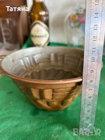 Медни саксии за цветя и свещник от мед  винтидж, снимка 8 - Декорация за дома - 49111162