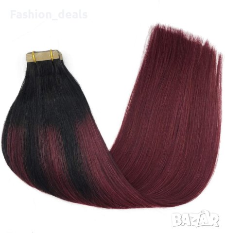 Нова червена удължаваща естествена коса Треса удължения Прическа 60 см, снимка 1 - Аксесоари за коса - 42113895