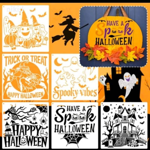 6 бр Хелоуин Halloween стенсил шаблок украса scrapbooking