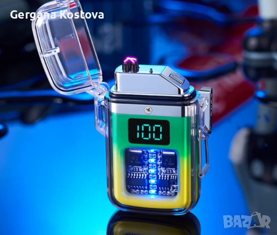 Елегантна прозрачна ветроустойчива запалка с LED светлинки, снимка 1