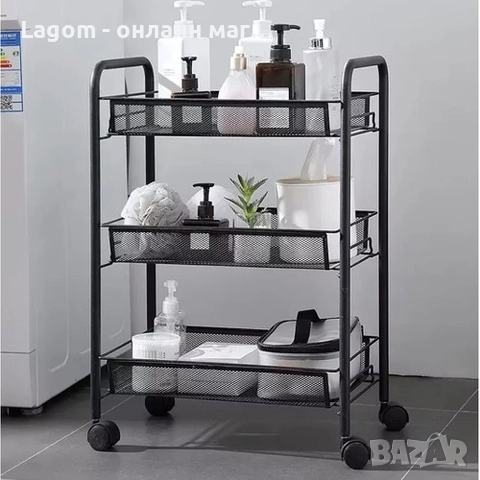 Етажерка на колелца с 3 нива за кухня, офис, баня Ruhhy, снимка 4 - Органайзери - 52549863