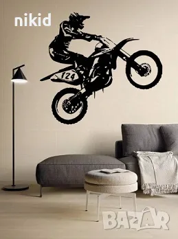 1 вид Мотор мотоциклет моторист скутер черен стикер за стена самозалепващ лепенка, снимка 2 - Други - 47842111