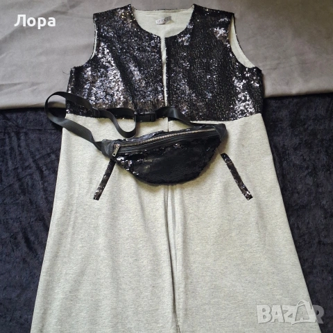 Дамски дълъг елек с пайети 