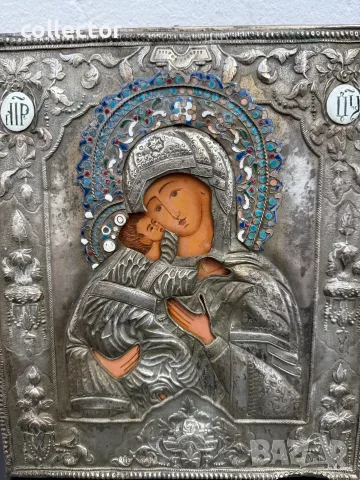 Руска православна икона на Света Богородица Владимирска №8252, снимка 2 - Антикварни и старинни предмети - 56160022