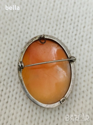 Сребърна стара брошка и медальон- камея, проба 800, снимка 4 - Антикварни и старинни предмети - 54162948
