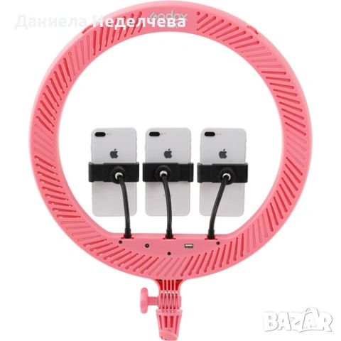 Розова LED ринг светлина Godox LR150 PINK Ring LED Light, снимка 6 - Чанти, стативи, аксесоари - 53163802