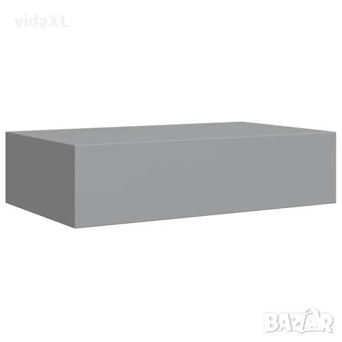 vidaXL Стенни рафтове с чекмеджета, 2 бр, сиви, 40x23,5x10 см, МДФ, снимка 6 - Етажерки - 56146939