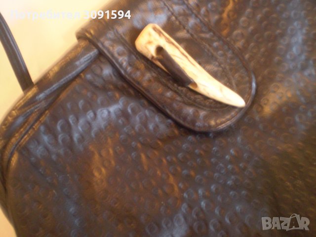 Ретро кожена чанта закопчалка кост и единична  дръжка черен  цвят   естествена кожа, снимка 8 - Чанти - 37367474