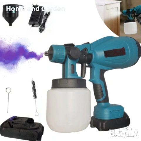 Акумулаторен и безжичен пистолет за боядисване с 2 батерии 21V