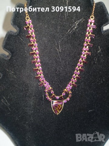 Старо колие огърлица чешки лилав кристал, снимка 7 - Антикварни и старинни предмети - 36860199