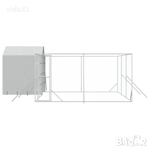 vidaXL Външна клетка за куче с покрив сребриста 6x6x2,5 м стомана, снимка 4 - За кучета - 56146863