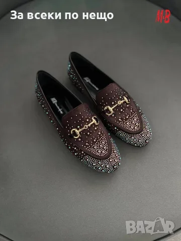 Gucci Дамски Ежедневни Обувки Тип Мокасини С Кристали🥿Дамски Обувки С Камъни Гучи-5 Цв. Код SEM-361, снимка 2 - Дамски ежедневни обувки - 55846677