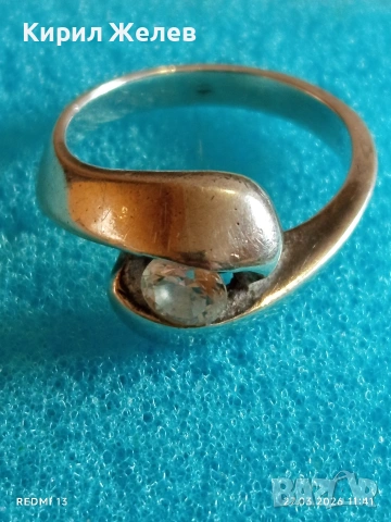 Сребърен пръстен с ювелирно инкрустиран кристал Сваровски 25475, снимка 6 - Пръстени - 53994272