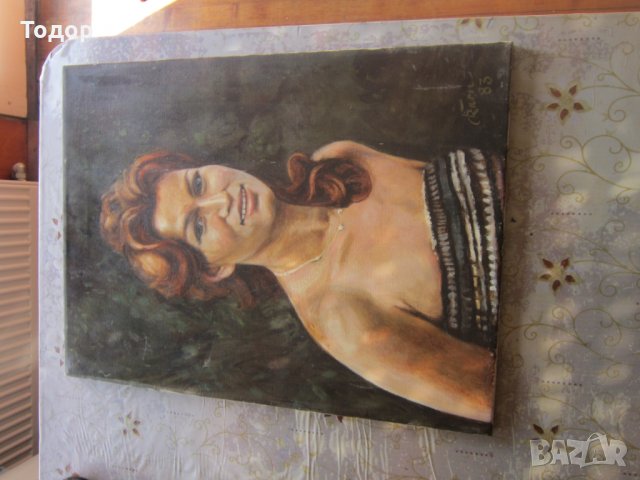 Картина масло върху платно Портрет Жена подписана , снимка 4 - Картини - 32079510