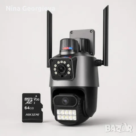 Двойна Smart WiFi безжична IP 6MPX камера 15108 + Подарък Карта памет HIKSEMI NEO 64GB 24369, снимка 3 - IP камери - 55877952