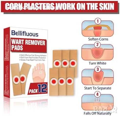 Нови 12 броя лепенки за мазоли и брадавици – ефективно премахване, снимка 3 - Други - 49537323