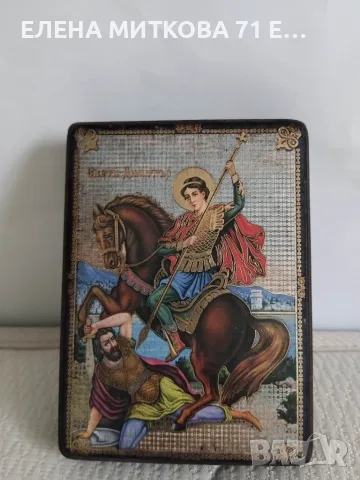 Малка стенна дървена иконка на Св.Димитър, снимка 4 - Икони - 56476126