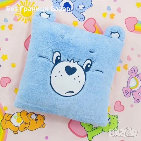 Нова Декоративна възглавница Care Bears 35 см двустранен дизайн Мека квадратна за детска стая, снимка 9 - Възглавници - 54106510