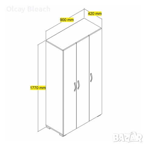 Гардероб EcoRoom Milano White - 177см, снимка 4 - Гардероби - 52492461