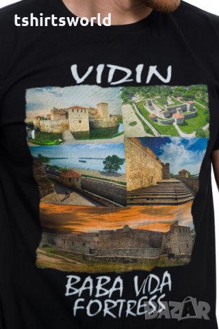Нова мъжка тениска с дигитален печат крепостта "Баба Вида", град Видин, снимка 2 - Тениски - 28970198