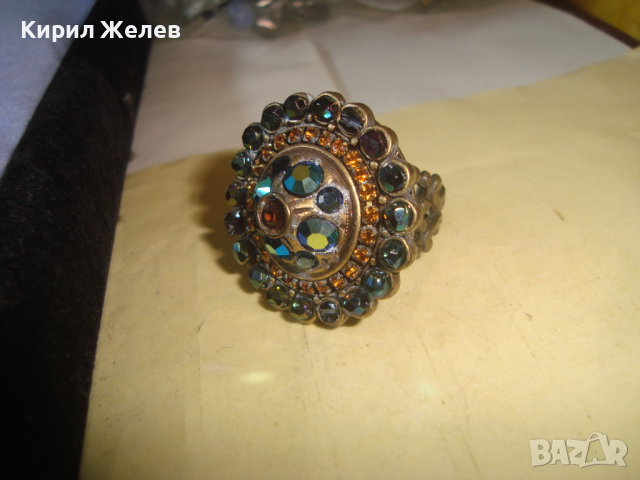 РЕТРО - ВИНТИДЖ БРОНЗОВ СКЪПОЦЕНЕН АРТ ДЕКО РЕГУЛИРУЕМ ФИЛИГРАНЕН СТИЛ ПРЪСТЕН с КРИСТАЛИ 72631, снимка 13 - Пръстени - 36380618
