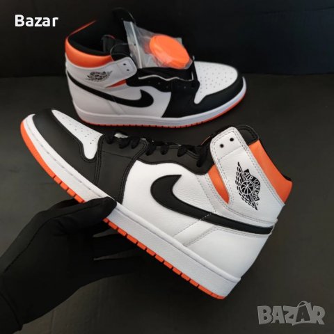 Nike Air Jordan 1 High Electro Orange Размер 42 Номер Нови Оригинални Обувки Кецове Мъжки Дамски Бял, снимка 2 - Кецове - 38584748