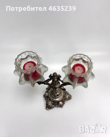 Масивен винтидж свещник, изработен от бронз, снимка 3 - Антикварни и старинни предмети - 52988205