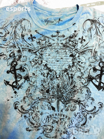 Автентична мъжка тениска Aqua VI Uncharted Waters- Blue Lava Wash M Medium, снимка 4 - Тениски - 29709989