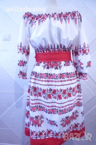 Рокля с етно мотиви ,голи рамене, снимка 7 - Рокли - 39828654