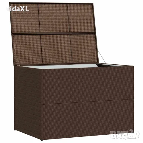 vidaXL Градински сандък, кафяв, 150x100x100 cм, полиратан, снимка 4 - Ракли - 56147640