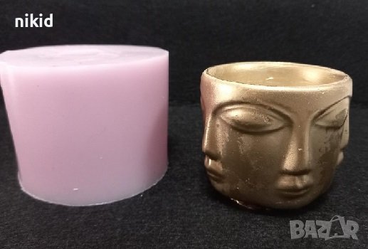 Лице лица силиконов молд форма калъп за кашпа саксия ваза гипс смола декор, снимка 2 - Форми - 37741170