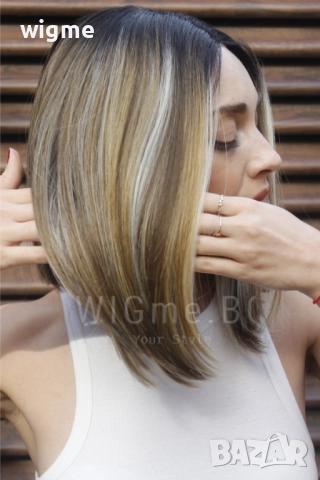 Късо каре с тъмни корени на руси кичури Рут, снимка 8 - Аксесоари за коса - 52570768