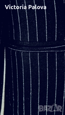 Модерно удължено сако без ревер KUSI COLLECTION с фини блестящи райета, снимка 7 - Сака - 53194455