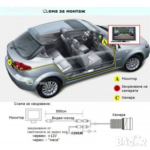 Камера за автомобил, Универсална камера за заден ход, камера за кола, снимка 6 - Аксесоари и консумативи - 37085886
