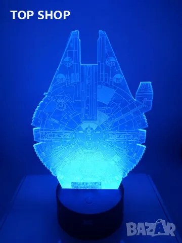 Star Wars Millennium Falcon 3d лампа настолна RGB, снимка 8 - Настолни лампи - 48842490