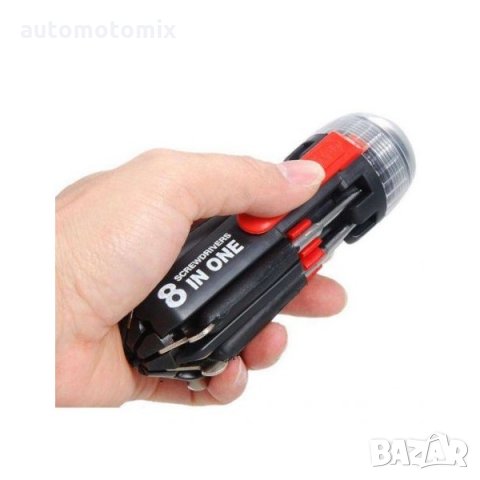 Отвертка 8в1 с LED фенер, снимка 3 - Аксесоари и консумативи - 30439098