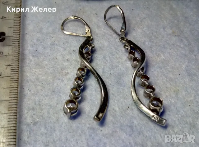 ШАРМАНТНИ СКЪПОЦЕННИ СРЕБЪРНИ ОБЕЦИ РОДИРАНО СРЕБРО 925 с БЛЕСТЯЩ ЮВЕЛИРНО ФАСЕТИРАН ФИАНИТ 49281, снимка 9 - Обеци - 50072773